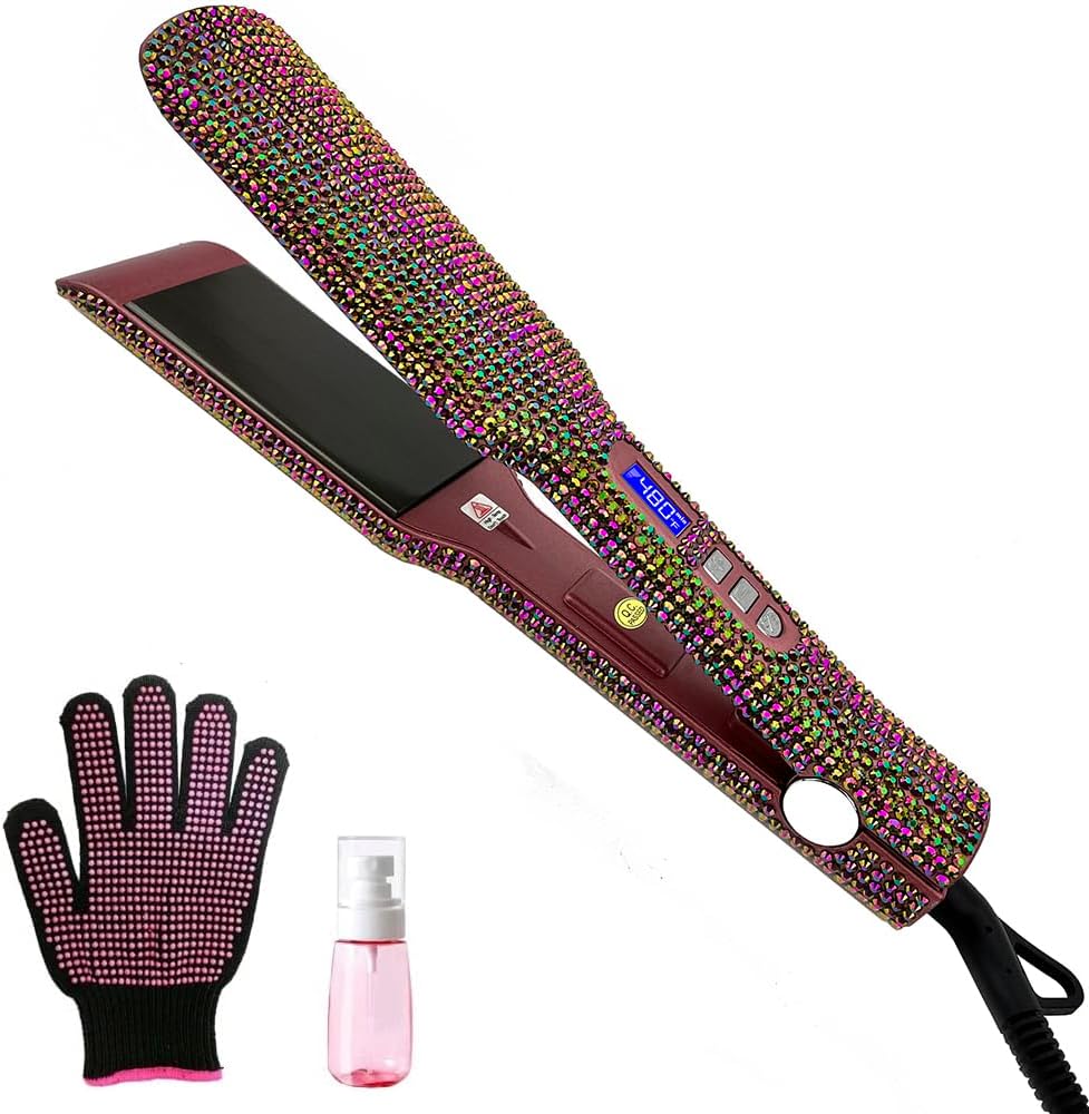 Plancha plana de titanio con magnífico diamante de imitación de cri...