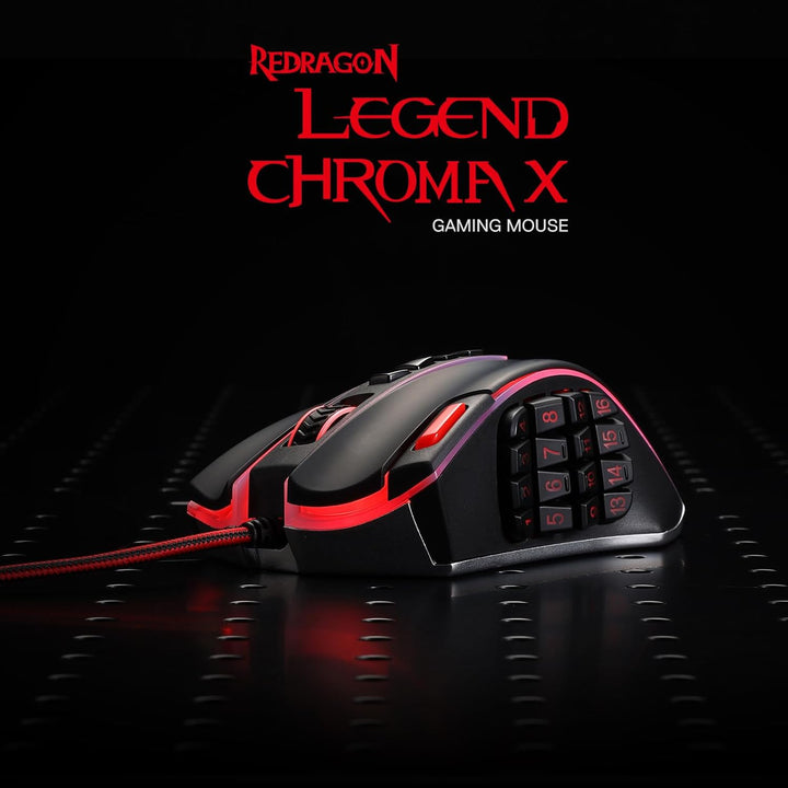 Redragon M990 MMO Ratón Gaming, 32000 DPI de alta precisión con cab...