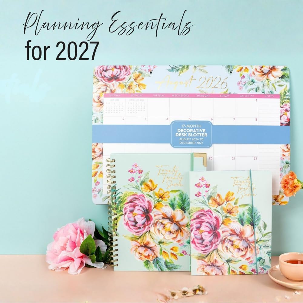 Juego de planificador de escritorio mensual Good Day 2027, tapa dura de 17