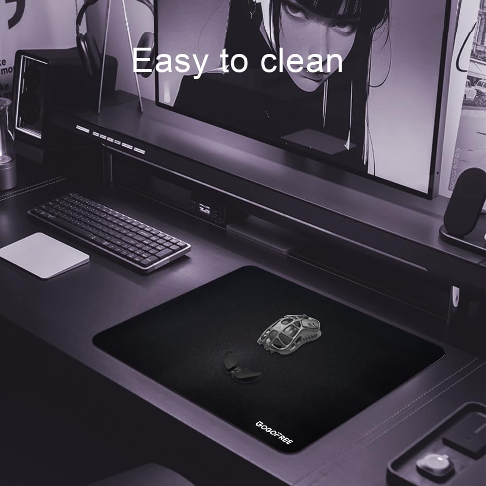 Alfombrilla de mouse de vidrio para juegos, alfombrilla de mouse profesional de vidrio templado Esport con superficie ultra suave micro grabada para una velocidad y control máximos, alfombrilla de mouse dura, color negro (15.7 x 11.8 pulgadas)