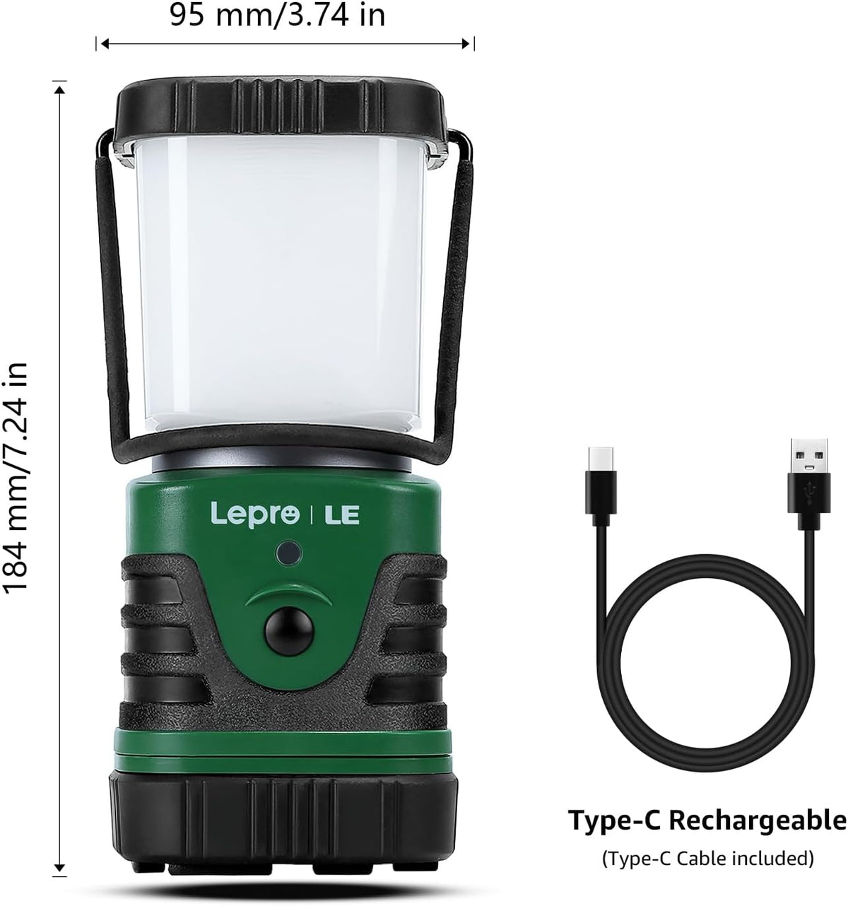 Lámpara Lepro Linterna de camping LED recargable de 1000 lúmenes, 4400 mAh