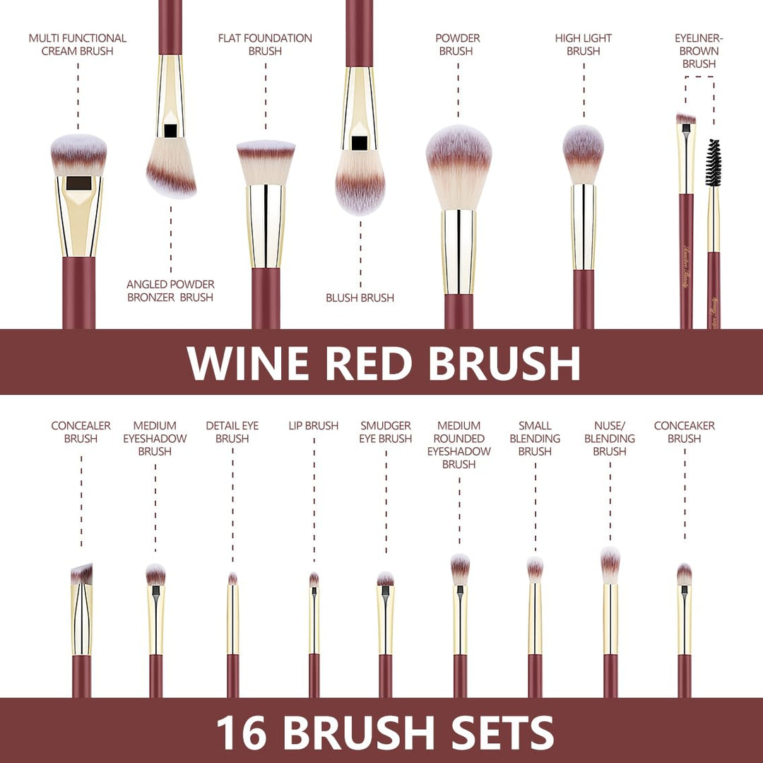 Anactoro Juego de brochas de maquillaje profesional de belleza, 16...
