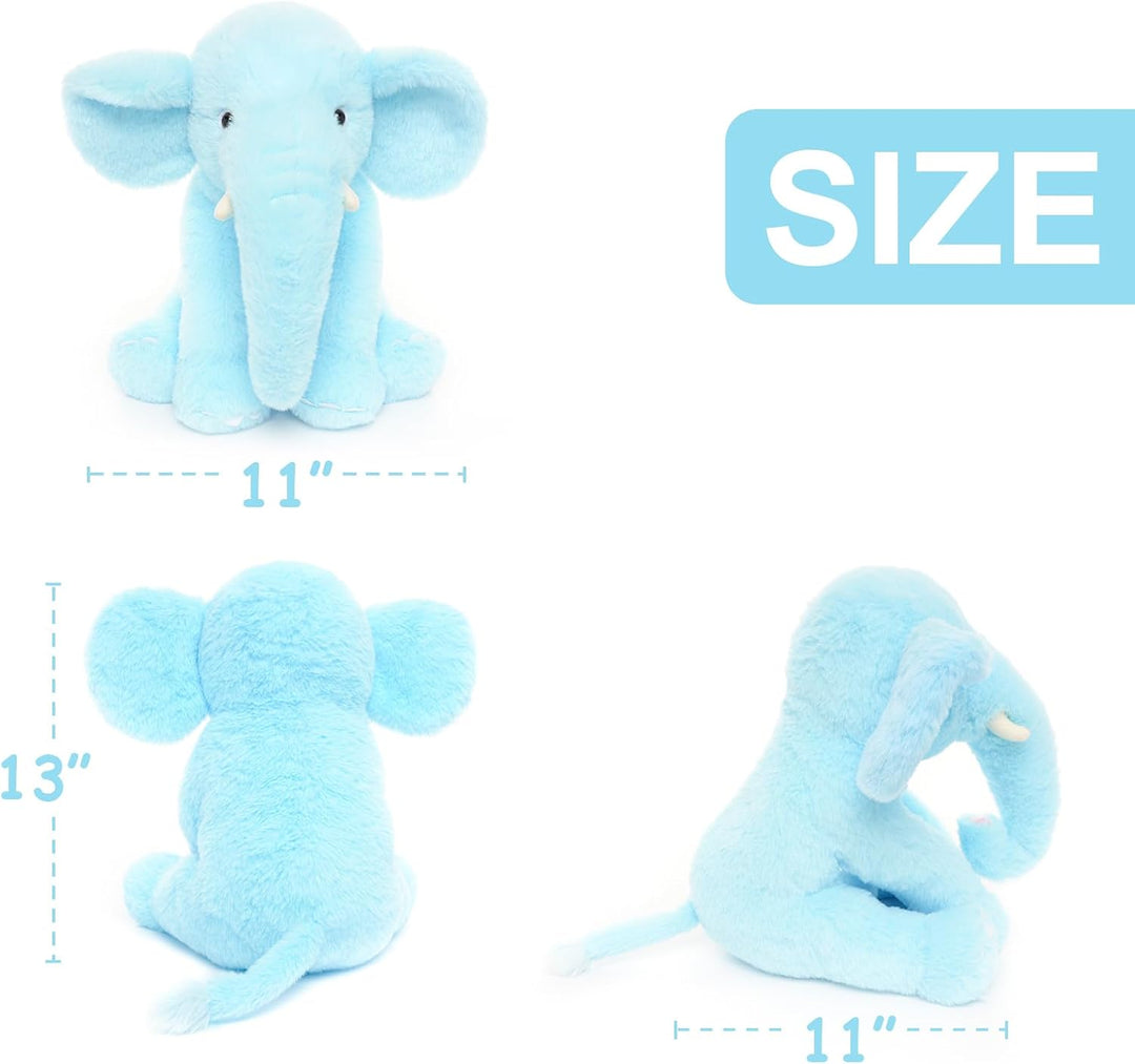 WEIGEDU Elefante de peluche azul de 13" - Juguete de felpa para...