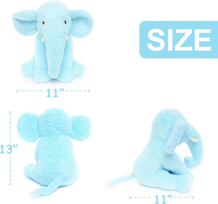WEIGEDU Elefante de peluche azul de 13" - Juguete de felpa para...