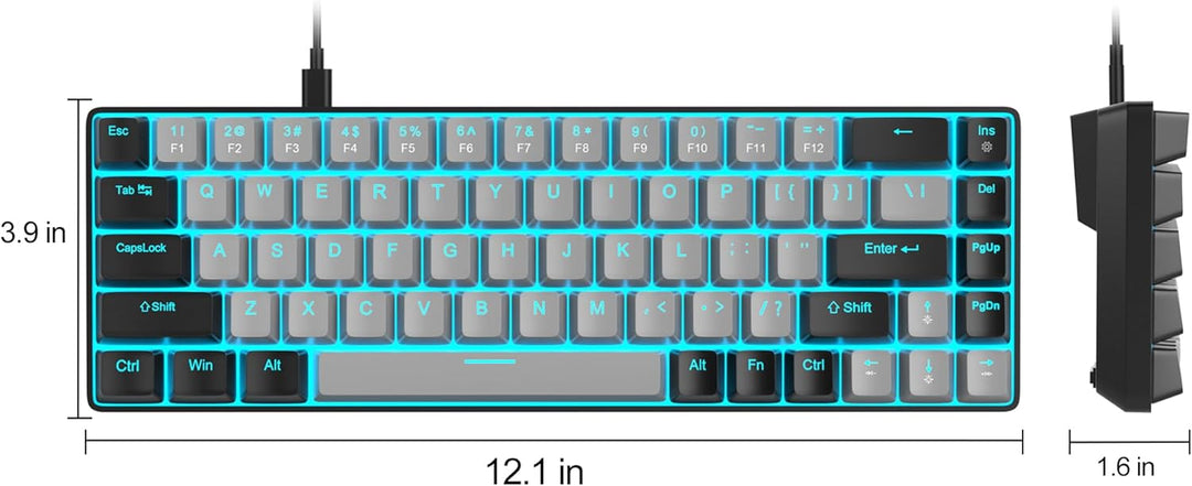 MageGee MK-Box - Teclado portátil 60% mecánico para juegos, retroil...