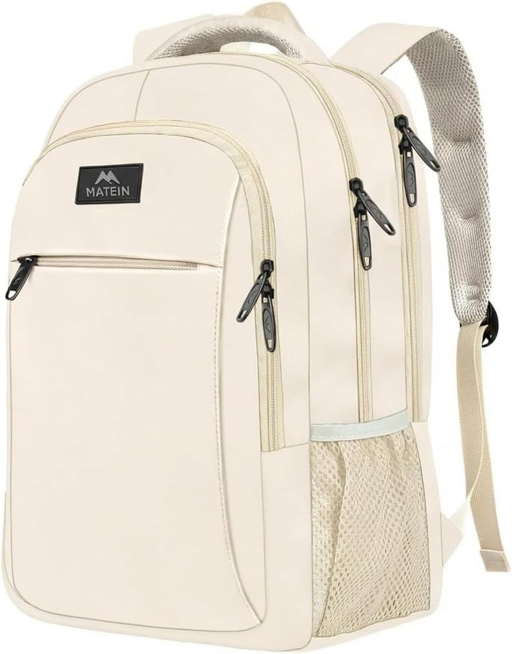 MATEIN - Mochila beige para laptop de 15.6 pulgadas, ligera y resis...