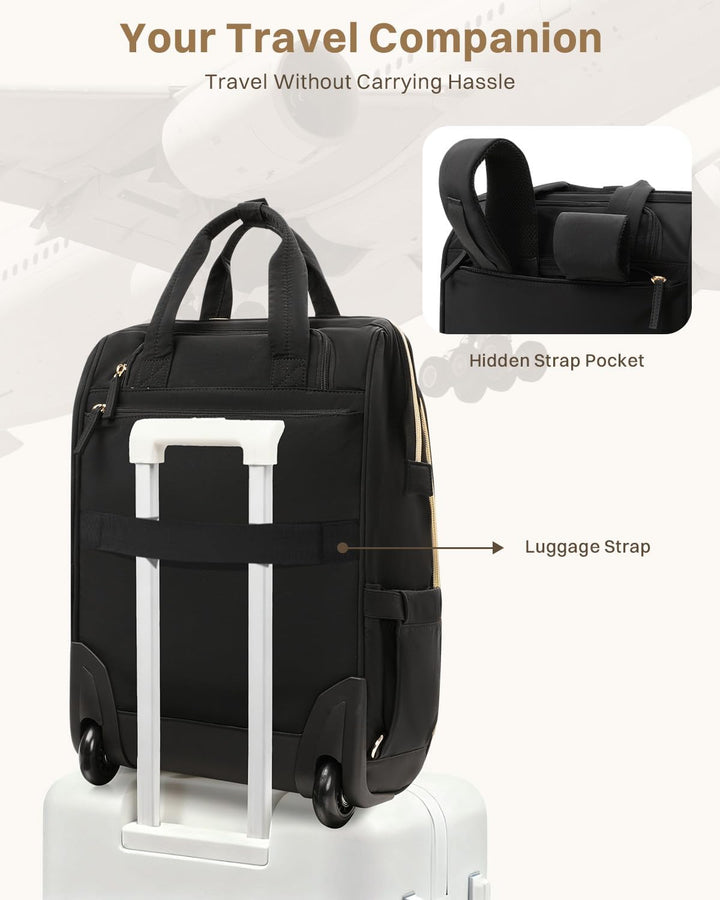 AUROTIER Mochila con ruedas tipo puffer para mujeres, mochila con r...