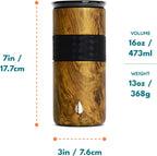 Elemental Artisan - Vaso aislado de triple pared, taza de viaje para café, reutilizable, de acero inoxidable, con tapa de cerámica, tazas de café térmicas para bebidas calientes (6 horas) y frías (18