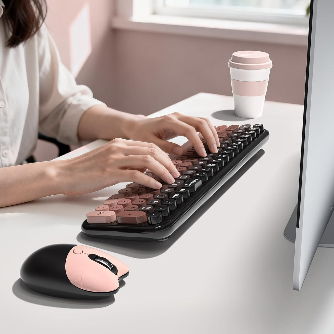 MOFII Combo de teclado y mouse inalámbricos, teclado pequeño compac...