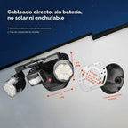 OREiN Luz de seguridad para exteriores con sensor de movimiento, luz LED de doble cabezal ajustable, 3 modos (movimiento/manual/atardecer a amanecer), equivalente a 150 W 5000 K, iluminación exterior impermeable IP65, cableado