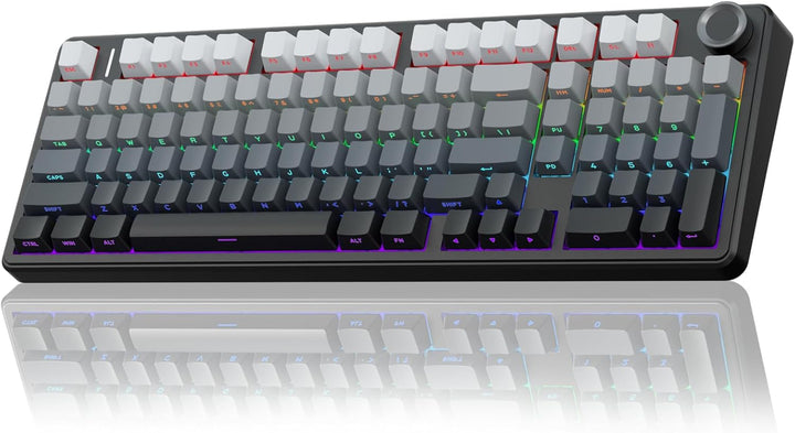 AULA Teclado mecánico inalámbrico F99 Pro con perilla, estructura d...