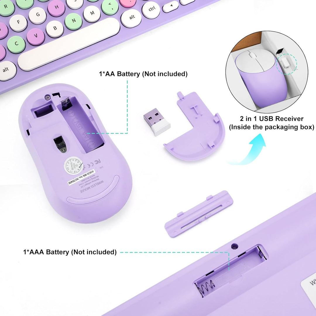 Combo de teclado y mouse inalámbricos, teclado retro de máquina de...