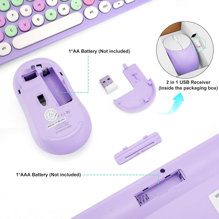 Combo de teclado y mouse inalámbricos, teclado retro de máquina de...