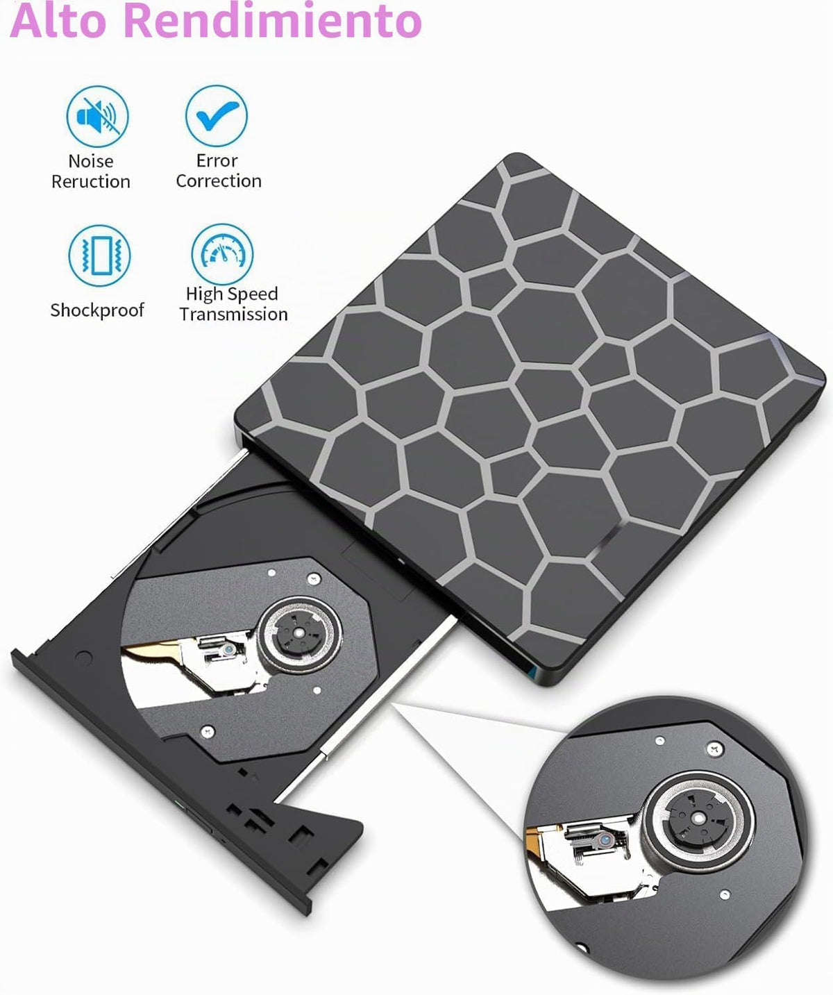 ASHDOL Unidad externa de CD y DVD, 8 en 1 USB 3.0 y lector de disco...