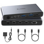 Conmutador KVM USB C 1 Monitor 2 Computadoras - 3 Puertos USB 3.0 4K