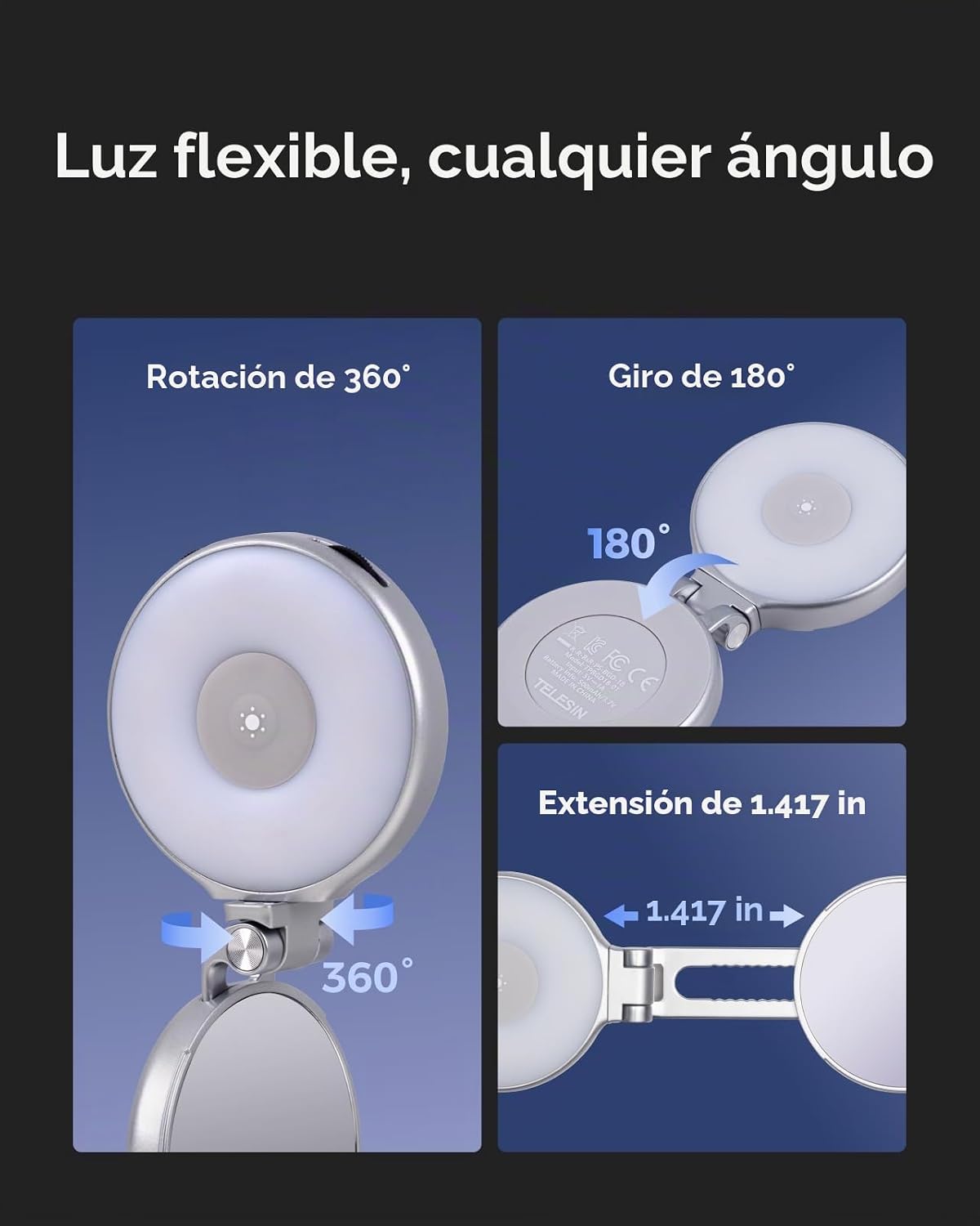 TELESIN Master Grip Kit Classic para iPhone 18 Pro con luz de relleno