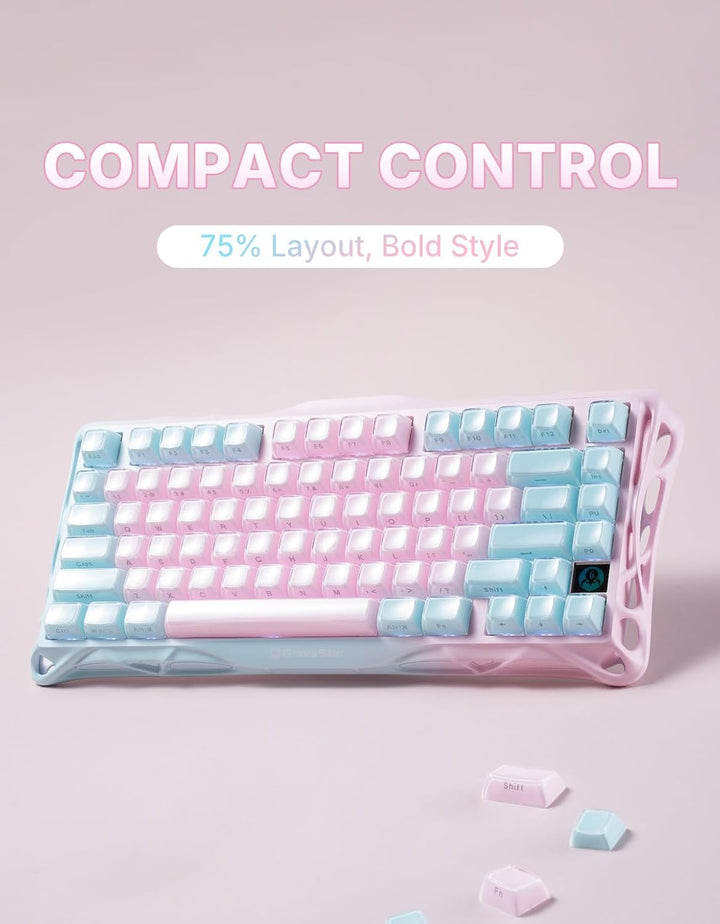 GravaStar Mercury K1 Lite - Teclado para juegos 75%, teclado inalám...