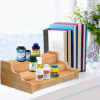 Organizador de gabinete de cocina para especias, estante de exhibición expandible de bambú de 3 niveles, color amarillo