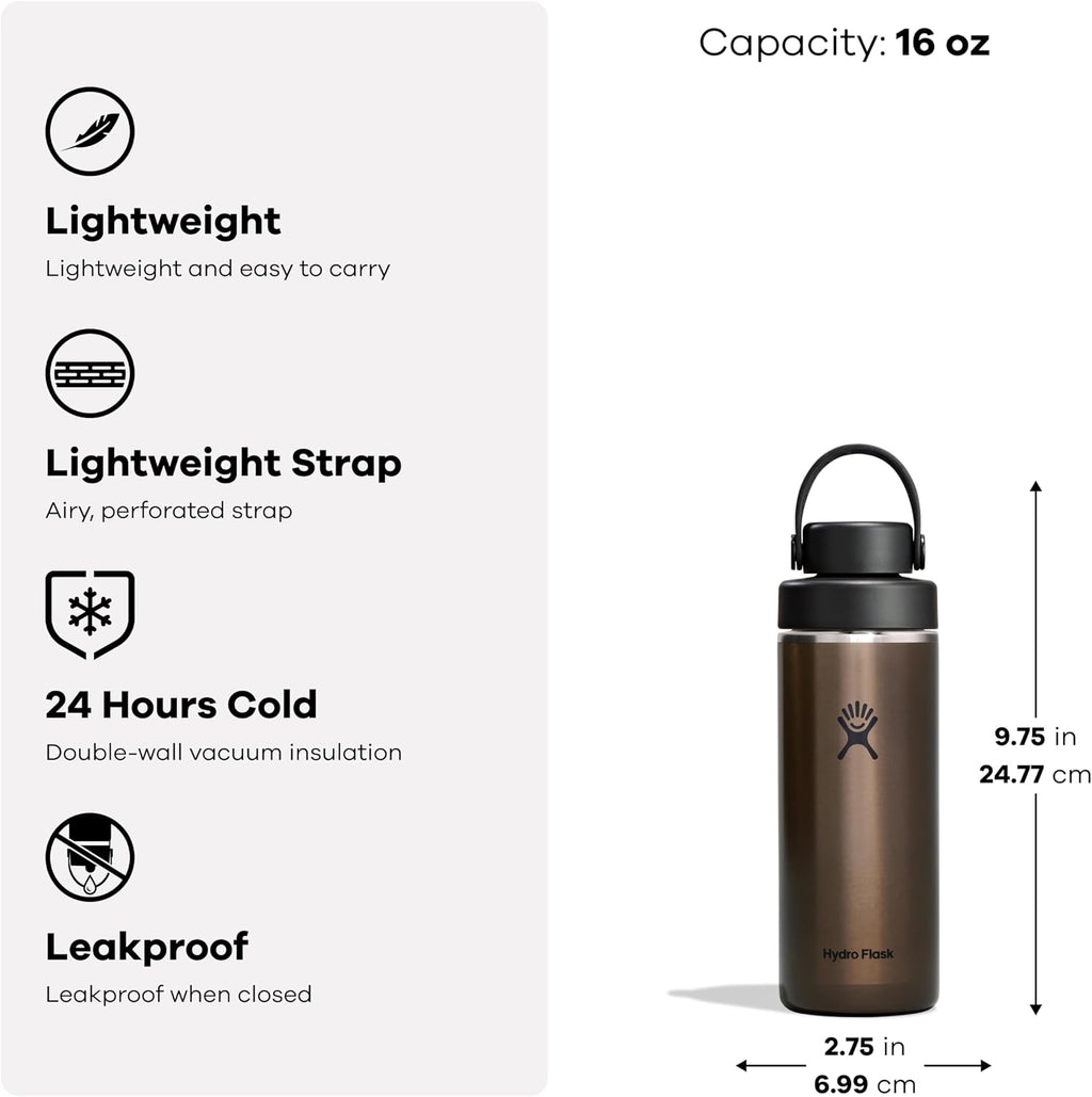 Hydro Flask Tapa de pico flexible ancha y ligera - Botella de agua aislada de acero inoxidable de 16 onzas, azul zafiro