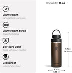Hydro Flask Tapa de pico flexible ancha y ligera - Botella de agua aislada de acero inoxidable de 16 onzas, azul zafiro