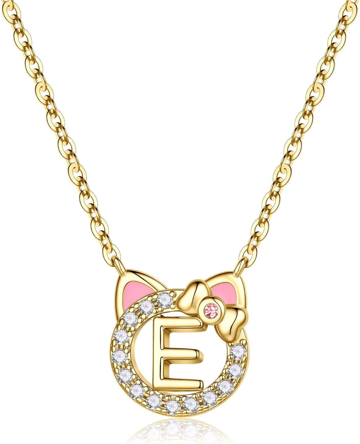 MONOOC Regalos de gato para niñas - Collar con inicial de gato pequeño para