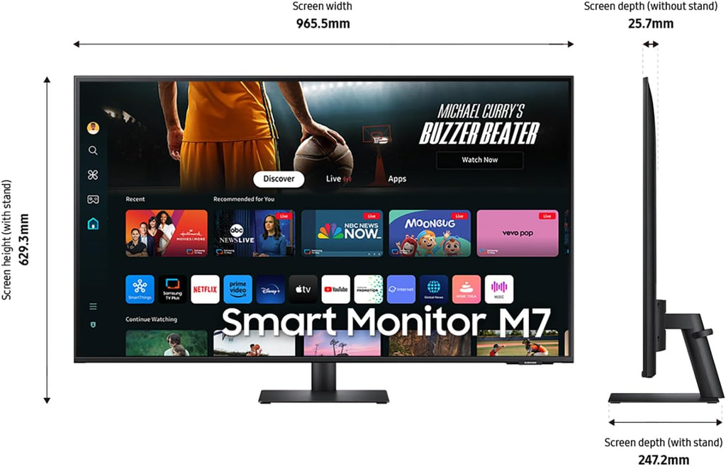 Samsung LS43DM702U - Monitor Inteligente M7 (M70D) 4K UHD de 43"...