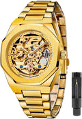 Tiong Fashion Relojes para Hombre Marca Top Lujo Automático Mecánico Acero Inoxidable Reloj de Pulsera Skeleton de Negocios y Moda