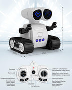 Juguetes robot para niños, juguetes de robot recargables de control remoto con walkie talkies, programación, detección de gestos, música, función de ojos cambiables, juguetes de robot RC regalos para niños y niñas de 6 a 12 años