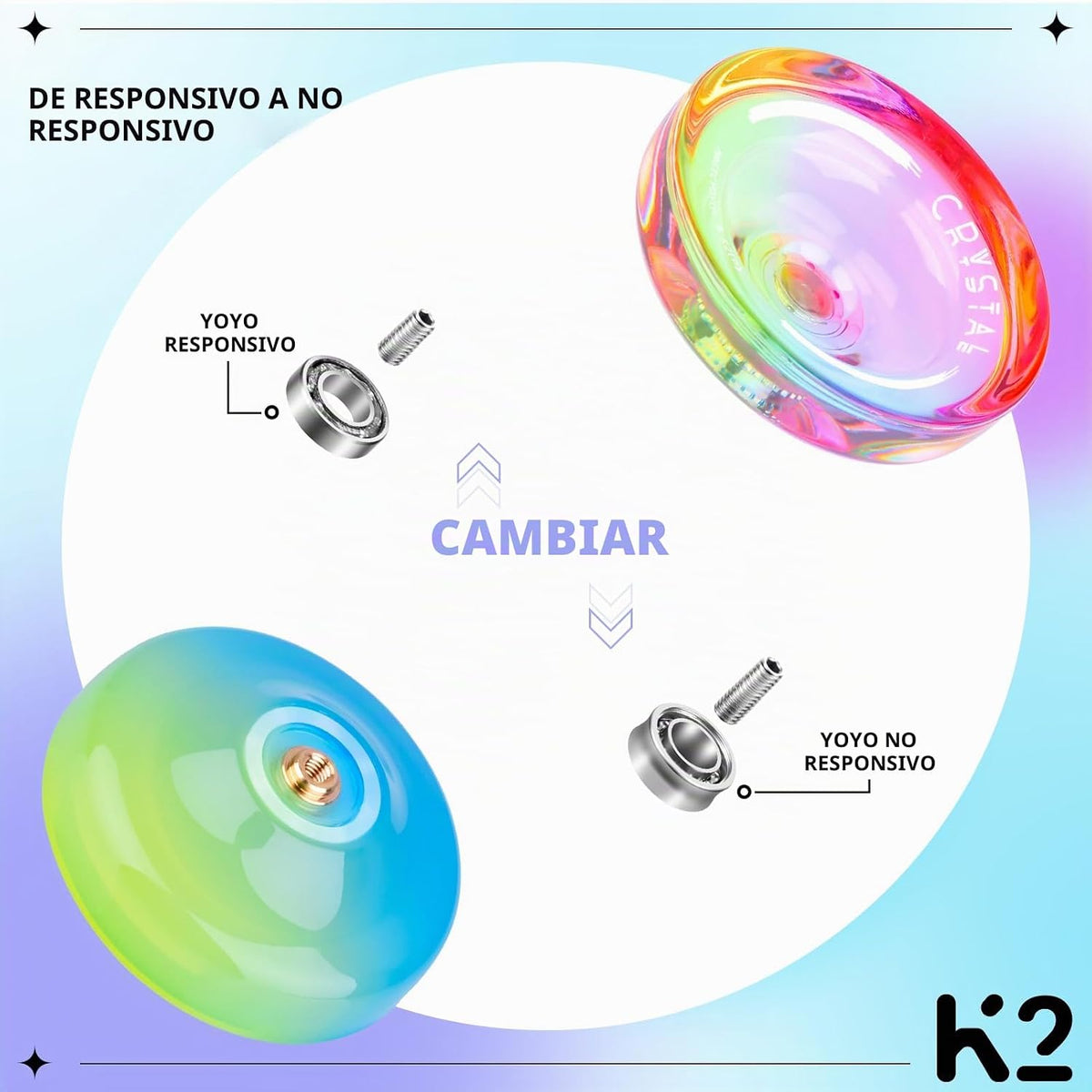 K2 Yoyo Crystal - Yoyo profesional sensible para niños principiantes