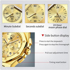 OLEVS Reloj para hombre Big Face Acero inoxidable Impermeable Luminoso Diamante