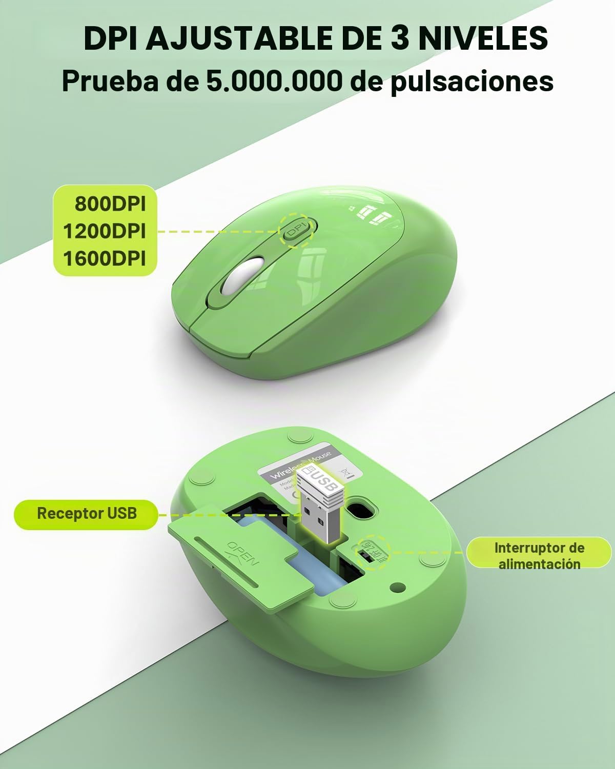 Colorido combo de teclado y mouse inalámbricos, teclas redondas, te...