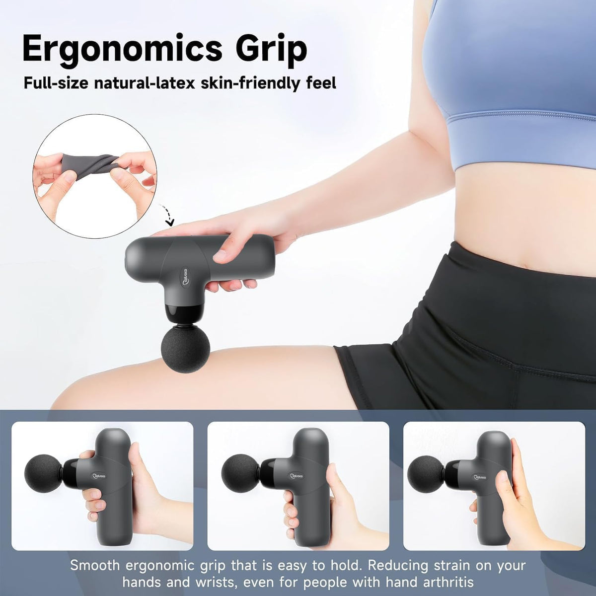cotsoco Mini pistola de masaje, masajeador muscular de percusión de tejido profundo, masajeador portátil compacto de mano con 6 cabezas y 4 velocidades, silencioso para el hogar, gimnasio, oficina