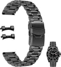 Juntan 20 mm / 22 mm Correa de reloj de acero inoxidable con extremo curvo y extremo recto para hombres y mujeres, correa de reloj de metal, pulsera de repuesto de liberación rápida con hebilla de