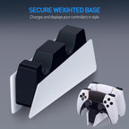 Cargador de controlador PS5 - Carga 2 controladores al 90% en 50 minutos - Sin luces molestas - Diseño de clic en el diseño de doble soporte de carga rápida Soporte de estación de acoplamiento Accesorios para controlador PlayStation DualSense