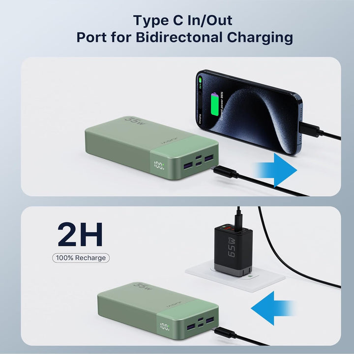 JUOVI J2651 Cargador Portátil, Banco de Energía de 20000mAh con Ent...