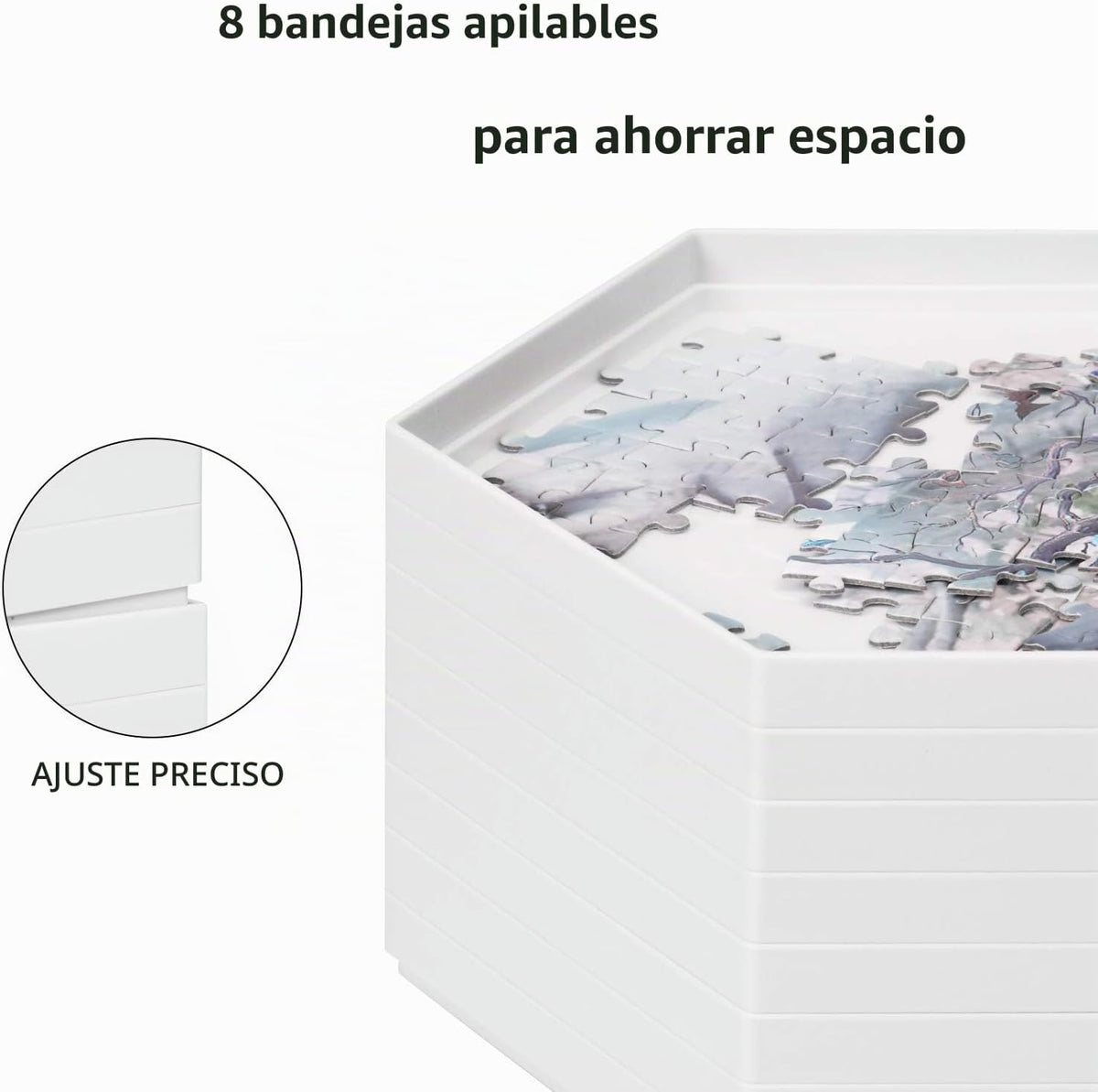 Becko US 8 bandejas de clasificación de rompecabezas con tapa transparente