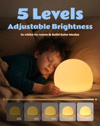 Lámpara Luz nocturna de huevo blanda profesional para niños, luz suave con varios colores, luz interactiva para aliviar el estrés, juguetes para ansiedad, 5 niveles de brillo, atenuación automática en 30 minutos