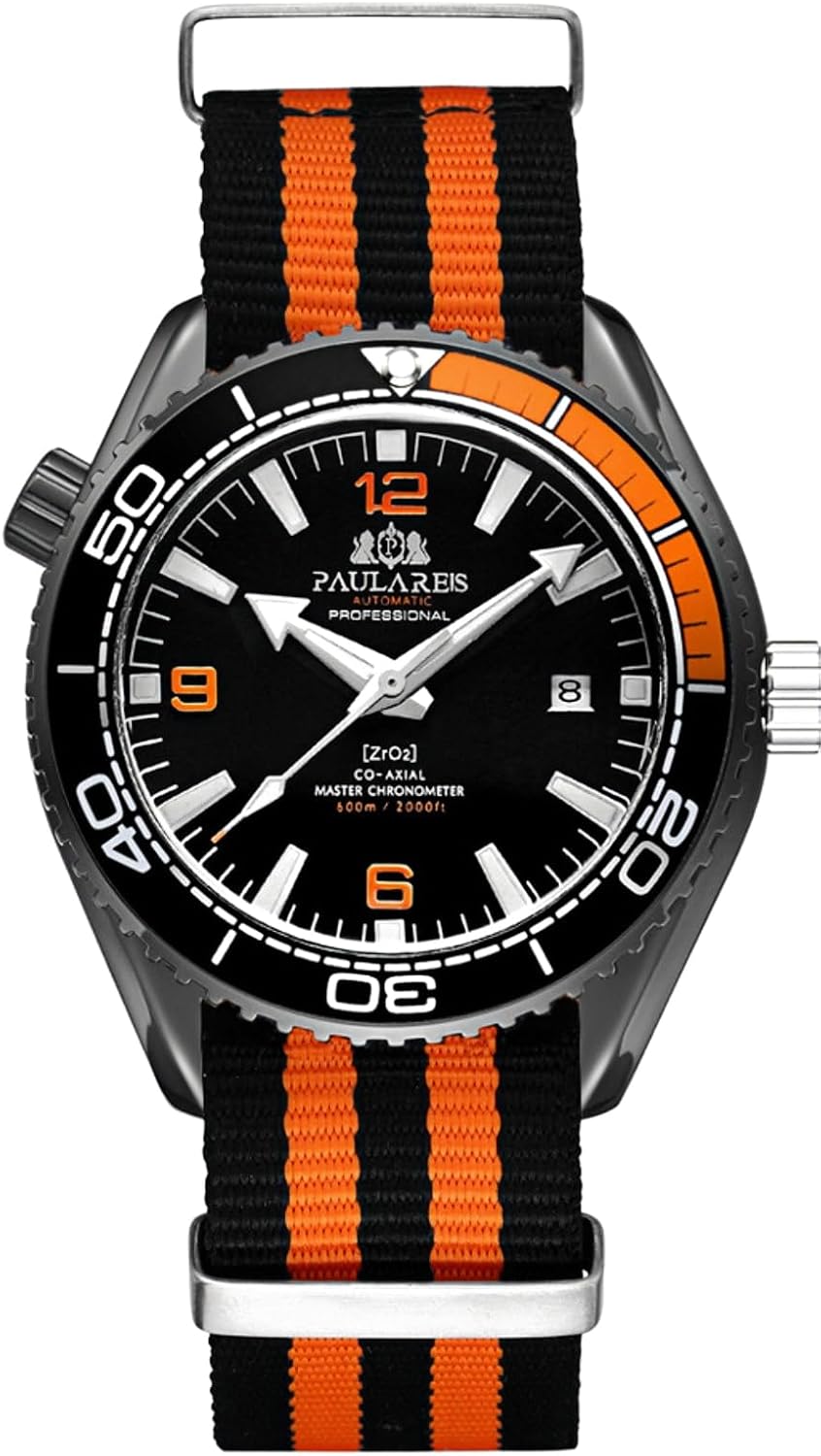 MASTOP Reloj mecánico automático de lujo para hombre, correa de nailon, movimiento japonés, impermeable, pantalla de fecha, nocturno, elegante reloj para hombre