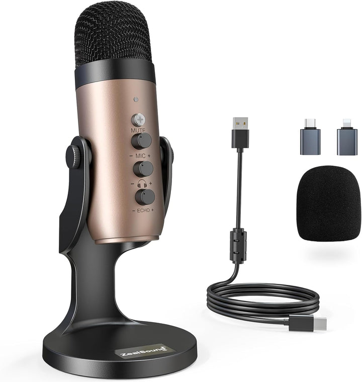 ZealSound Micrófono USB, micrófono condensador de computadora, micr...