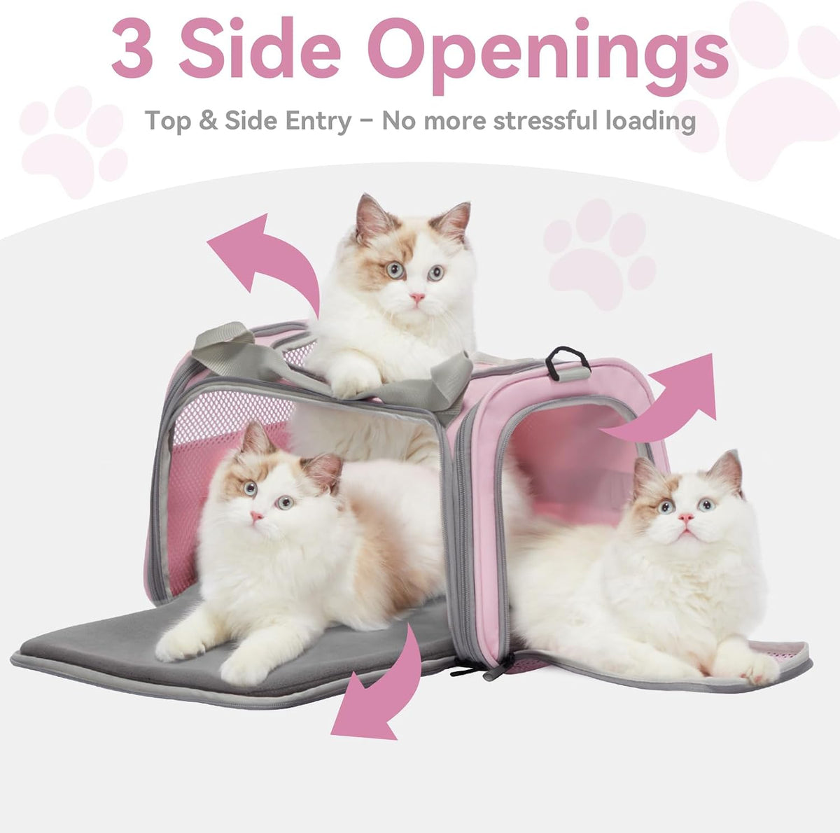 Petsfit Transportador Cat Aprobado por aerolínea, 17.5 × 10.5 × 10.5 pulgadas, rosa