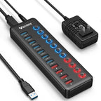 WENTER, 7401, hub USB 3.0 de 11 puertos, alimentado, adaptador 12V/3A