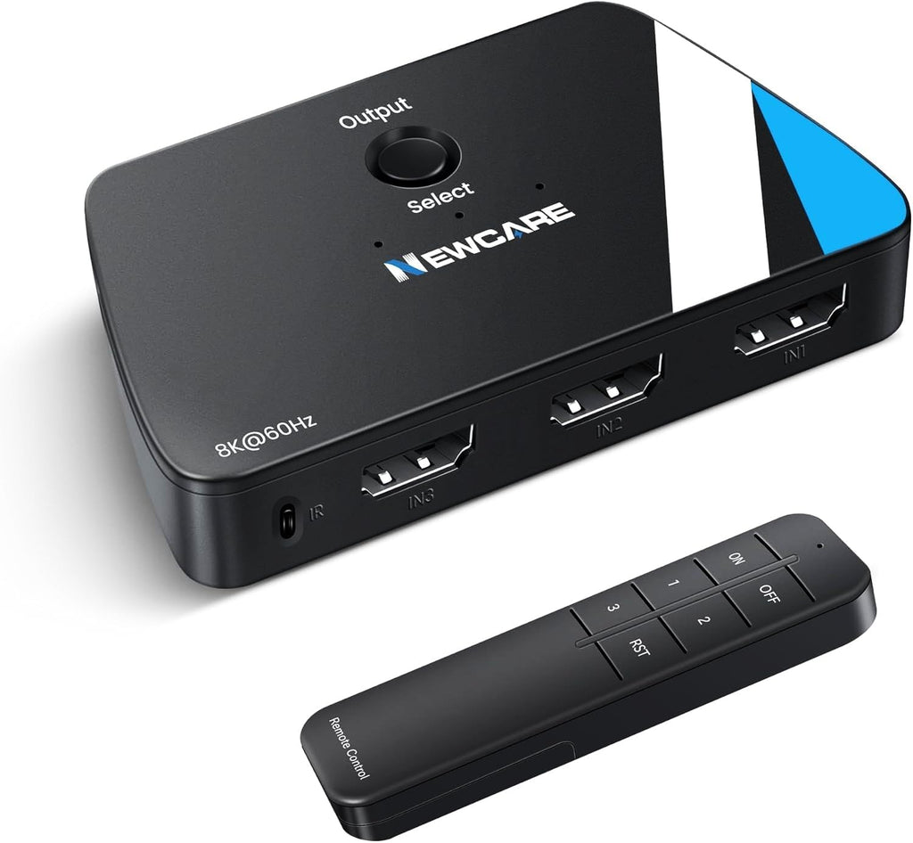 Interruptor HDMI 2.1 3 en 1 salida, 4K @120Hz 8K @60Hz 48Gbps Dolby ALLM