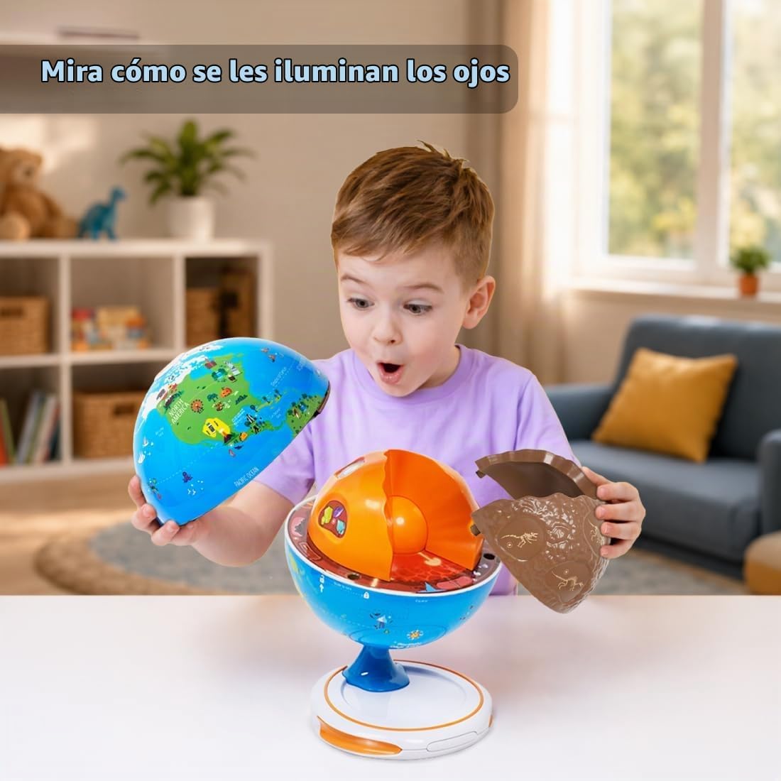 PlayShifu Orboot Core - Globo interactivo para niños de 4 a 10 años; globo de tierra abierto de 3 capas con aplicación AR; explora la superficie de la Tierra, fósiles, minerales y núcleo brillante