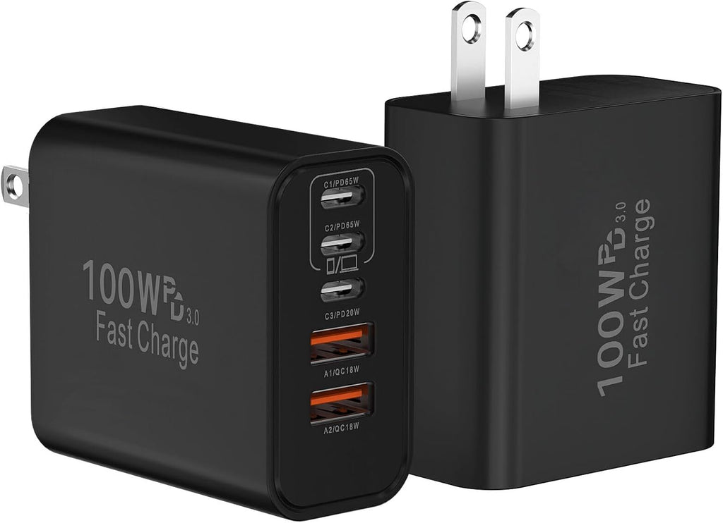 Bloque Cargador USB C Súper Rápido, 100W Cargador USB-C para Pared