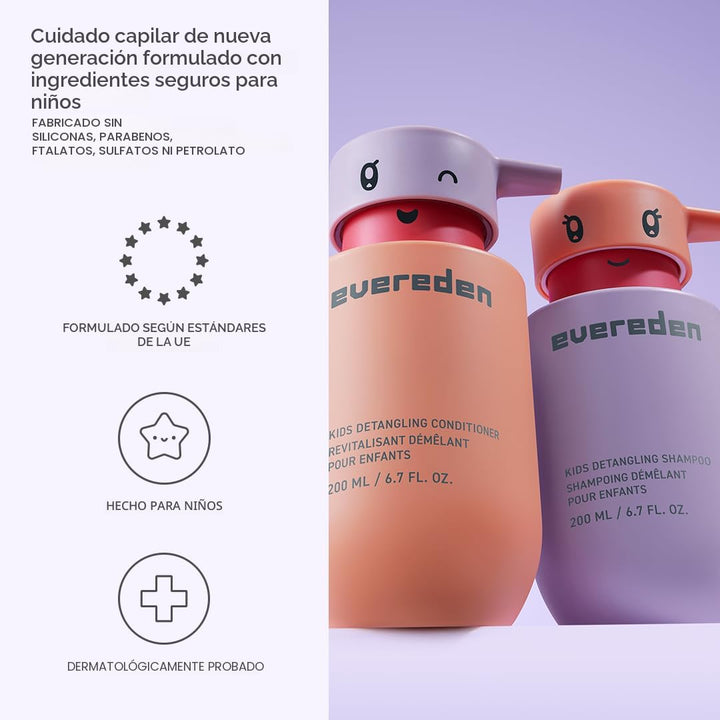 Evereden Happy Hair Duo para niños: juego de champú y acondicionado...