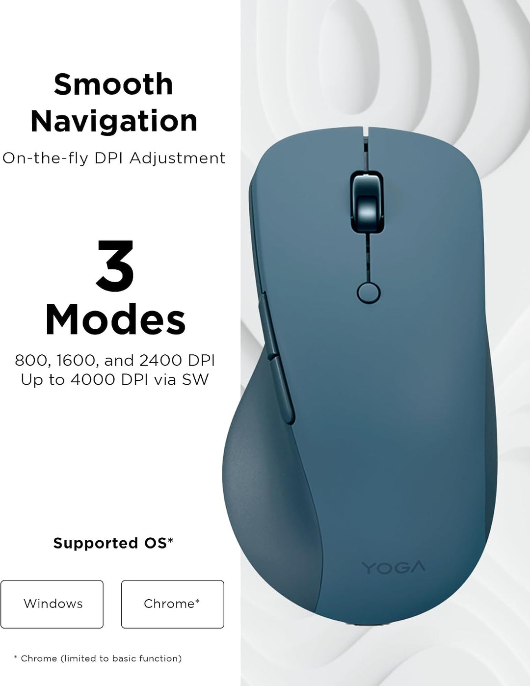 Lenovo Mouse Yoga Pro, Bluetooth, recargable USB-C, Bluetooth de mo...