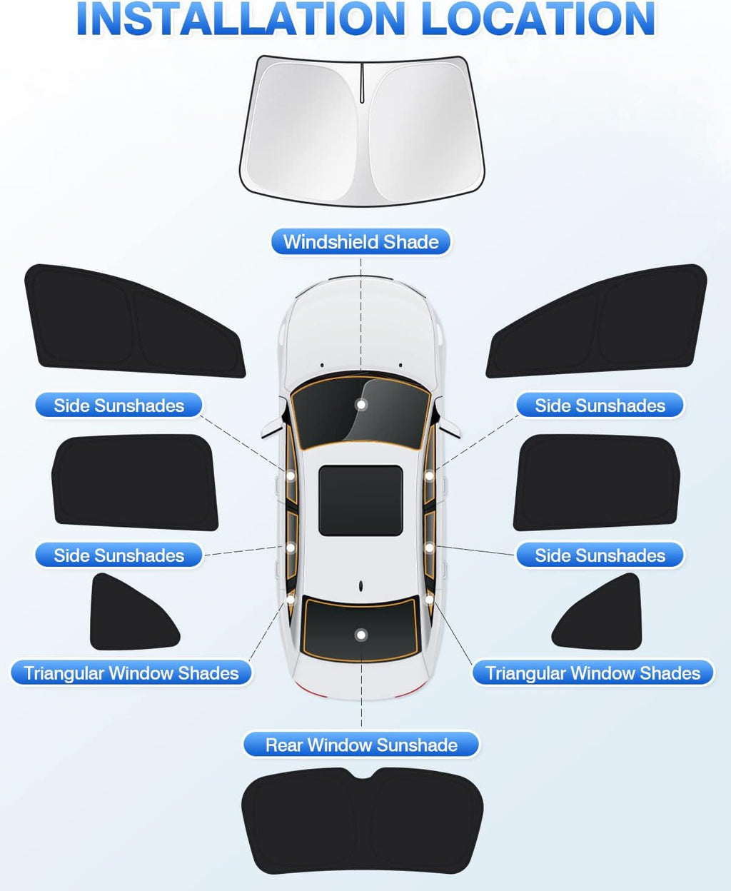 Persianas de ventana para Honda CRV 2017-2022 CR-V 2017-2022, accesorios para parabrisas de ventana lateral y trasera, protección de privacidad para camping, mantiene el vehículo fresco, color negro, 8 unidades