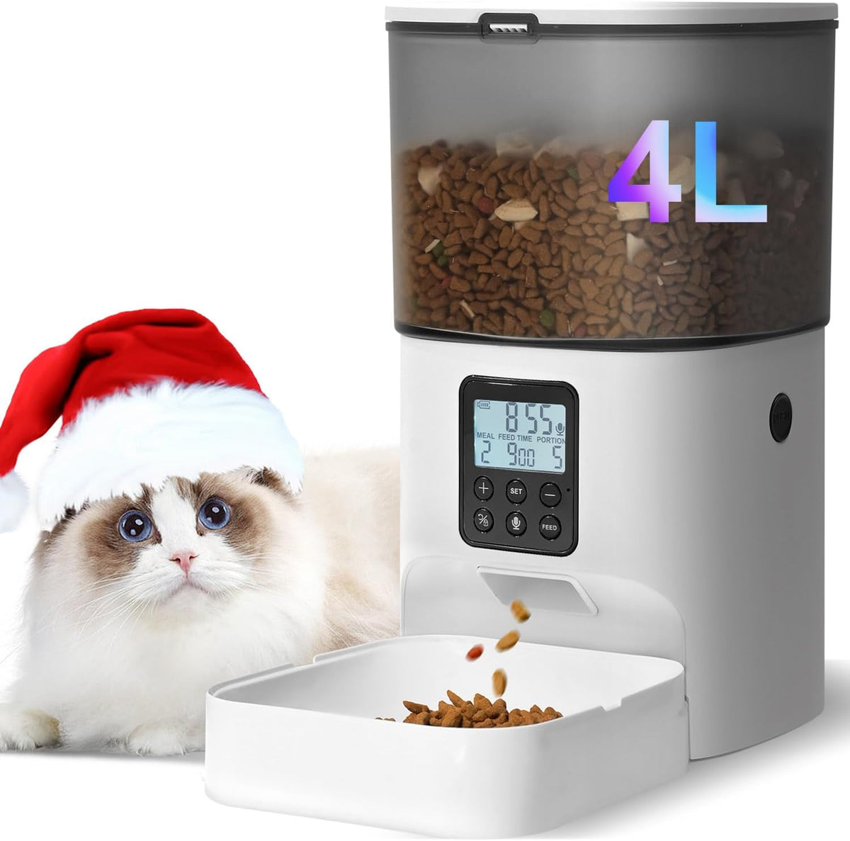 Comedero automático para gatos, dispensador de alimentos
