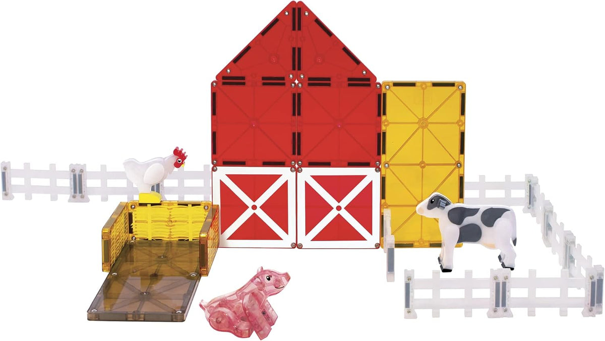 MAGNA-TILES Farm Animals - Juego de construcción magnética de 25 piezas, la marca original de construcción magnética