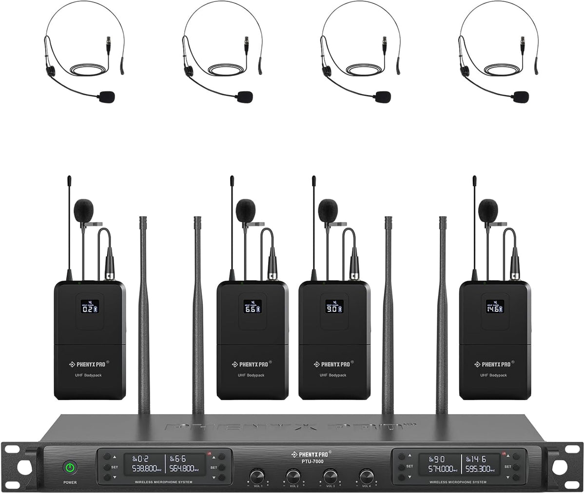 Phenyx Pro Sistema de micrófono inalámbrico de 4 canales
